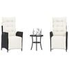 vidaXL Bistro Set Black for furniture, Cream for cushions