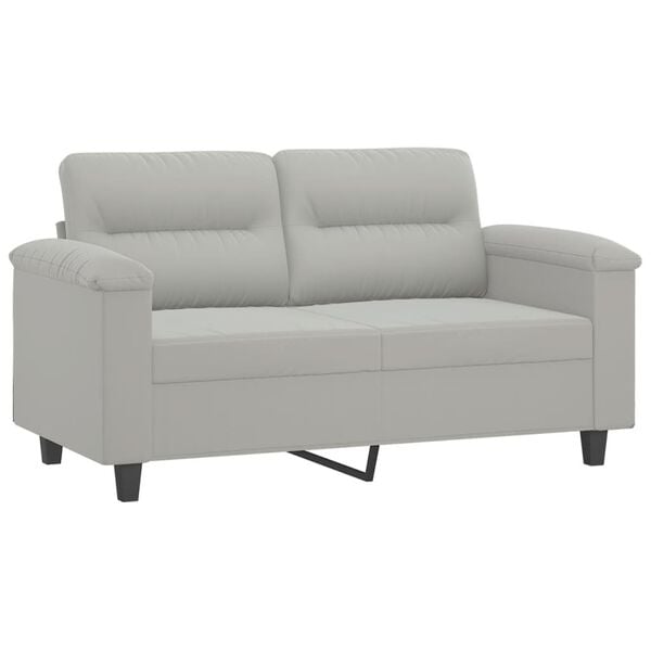 vidaXL 3 Piece Sofa Set with Pillows Light Gray Microfiber Fabric