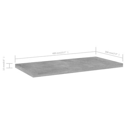 vidaXL Bookshelf Boards 4 pcs Concrete Gray 15.7"x7.9"x0.6" Engineered Wood