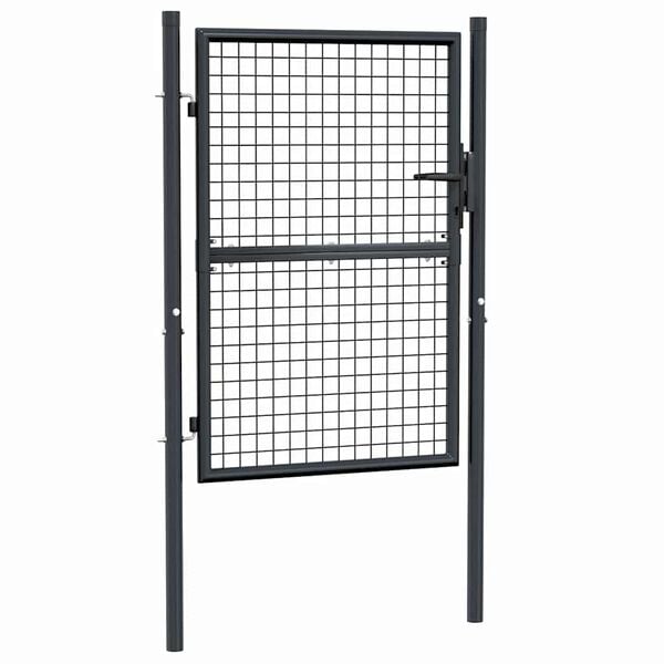 vidaXL Mesh Garden Gate Galvanised Steel 39.4x49.2" Grey
