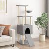 vidaXL Cat Tree Light gray Engineered wood, plush, sisal Medium