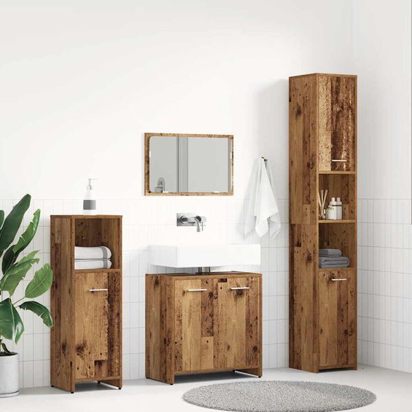 vidaXL Bathroom Furniture Set Old wood Engineered wood Large