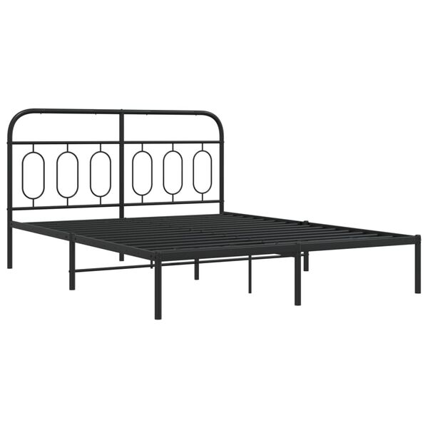 vidaXL Bed Frame Black Steel 59x79 in King Size Bed Frame Rectangular