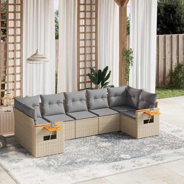 vidaXL Garden Sofa Set Beige, Light grey
