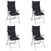 vidaXL Highback Chair Cushion Set of 4 Black Oxford fabric