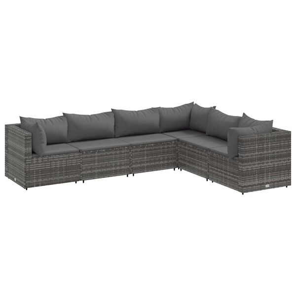 vidaXL Patio Lounge Set Grey PE rattan, powder-coated steel, 100% polyester