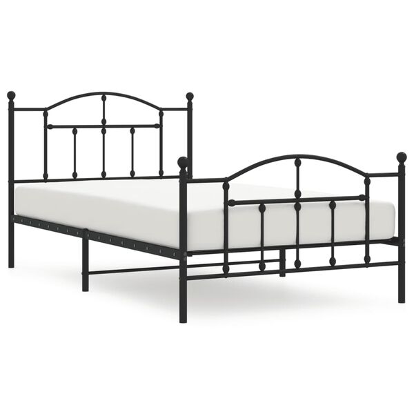 vidaXL Bed Frame Black Powder-Coated Steel 42.1 in x 79.9 in Bed Frame
