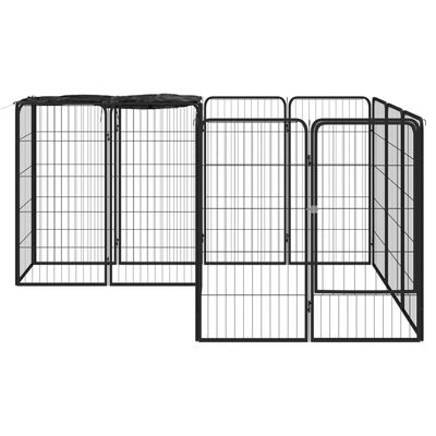 vidaXL 14-Panel Dog Playpen Black 19.7"x39.4" Powder-coated Steel