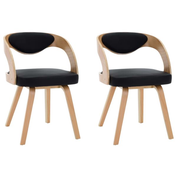 vidaXL Dining Chair Set of 2 Black and light brown