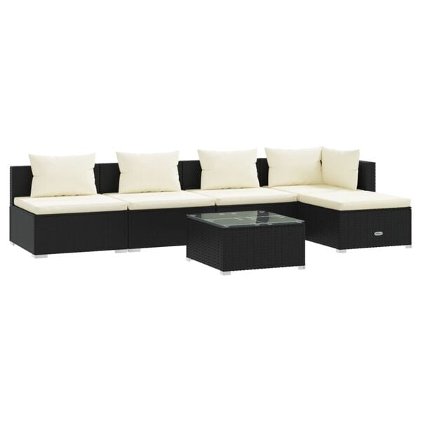 vidaXL Garden Lounge Set Black PE Rattan Large Modular