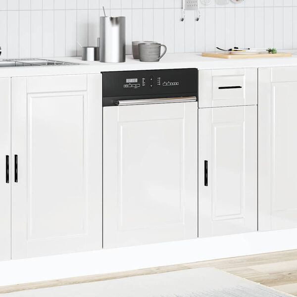 vidaXL Dishwasher Panel High gloss white Engineered wood 17.7x0.6x26.4 in
