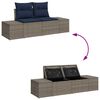 vidaXL Garden Sofa with Cushion Gray 184 x 62 x 85cm poly rattan