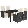vidaXL Garden Dining Set Black PE Rattan 4-Seater Adjustable Armrests