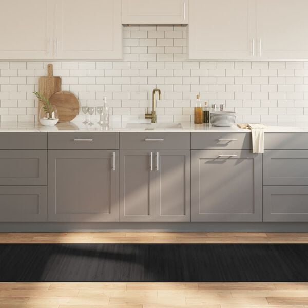 vidaXL Rug Black Bamboo, Polypropylene 27.6 x 157.5 in Area Rug