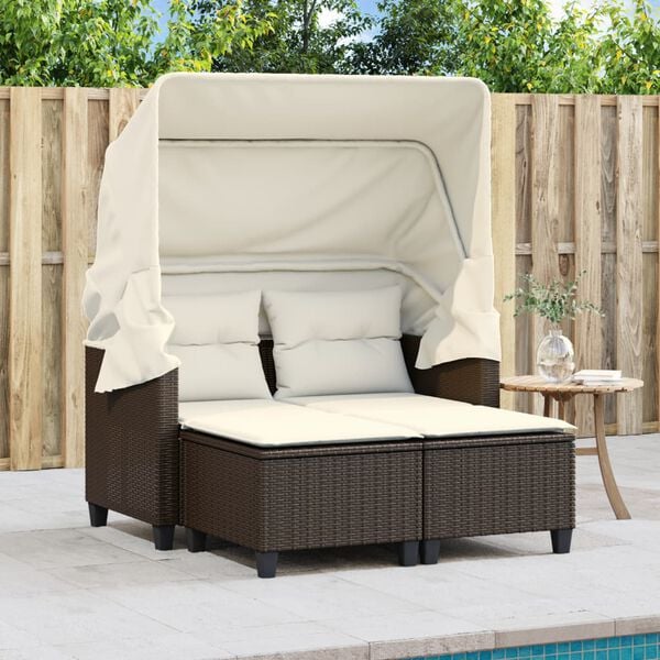 vidaXL Garden Sofa Brown PE rattan Medium Removable Covers Garden Sofa