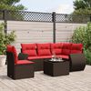 vidaXL 6 Piece Patio Sofa Set with Cushions Brown Poly Rattan