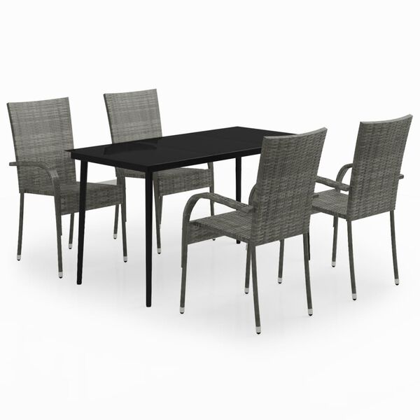 vidaXL Garden Dining Set Grey and black