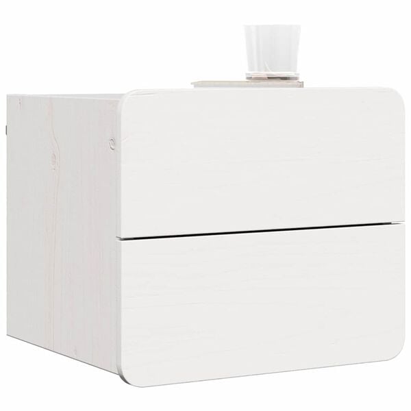 vidaXL Bedside Table White 15.35 x 13.39 x 12.99 in Solid pinewood