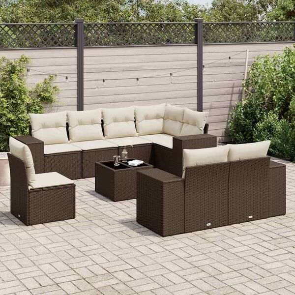 vidaXL Garden Sofa Set Brown