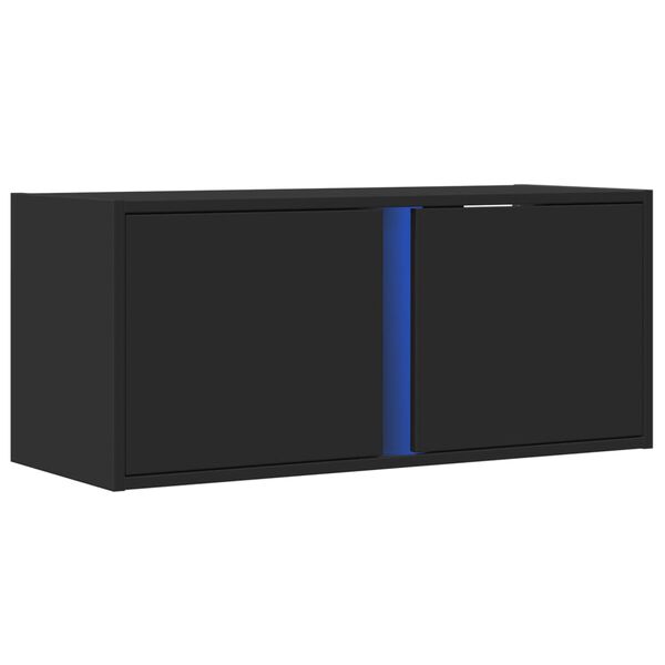 vidaXL TV Wall Cabinet Black Engineered Wood Compact TV Wall Cabinet