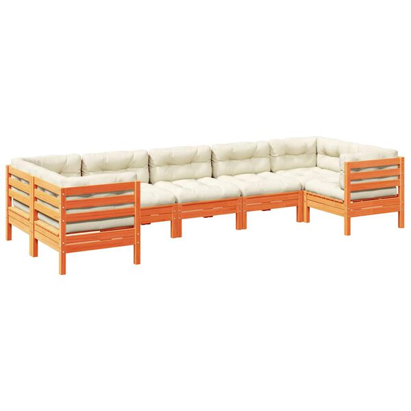 vidaXL Garden Sofa Set Wax brown, Cream