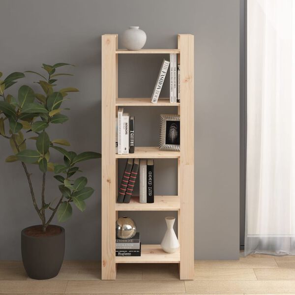 vidaXL Book Cabinet Natural Wood Solid Pine Wood Medium Book Cabinet
