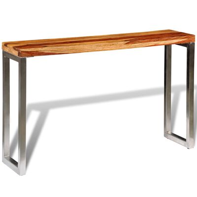 vidaXL Solid Sheesham Wood Console Table with Steel Leg