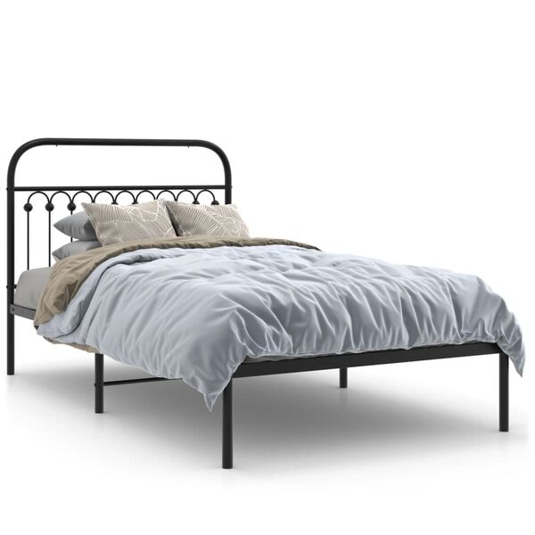 vidaXL Bed Frame Black Steel Twin Bed Frame Rectangular Twin Bed