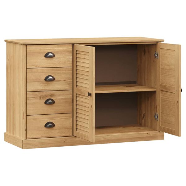 vidaXL Sideboard Honey Solid Pinewood, Engineered Wood, Metal Compact