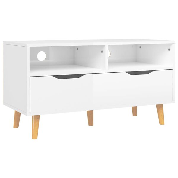 vidaXL TV Cabinet High gloss white Engineered wood 35.4 x 15.7 x 19.1 in