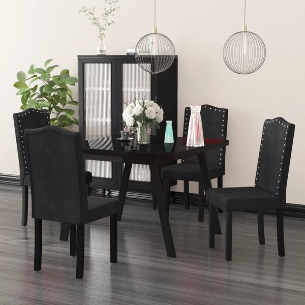 vidaXL Dining Chairs 4 pcs Black Velvet