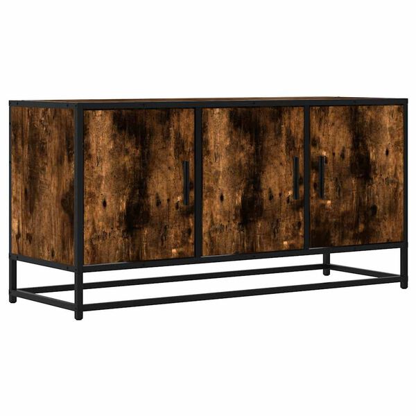 vidaXL TV Cabinet Smoked oak Engineered wood and metal 39.4x13.8x19.7 in