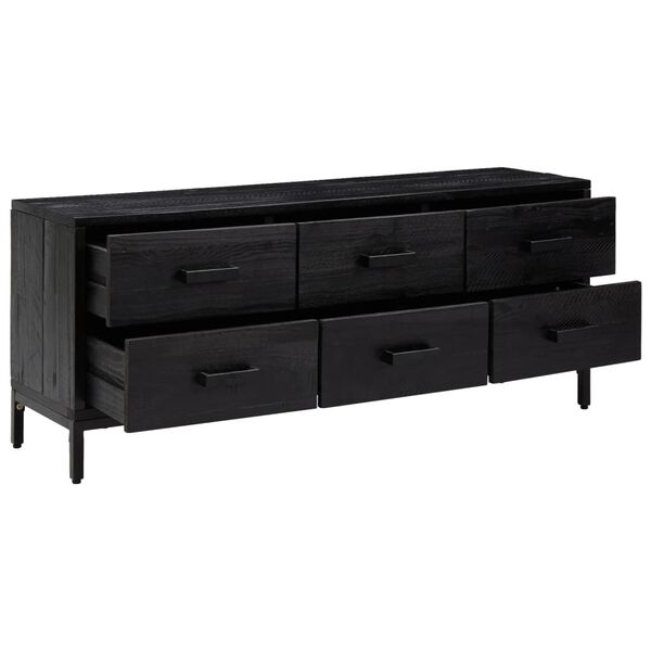 vidaXL Storage Cabinet Black Solid Pine Wood, Engineered Wood, Metal
