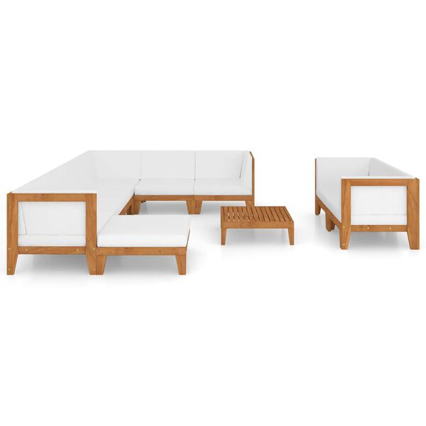 vidaXL Garden Lounge Set Cream White Solid acacia wood, polyester Standard