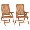 vidaXL Patio Chairs 2 pcs Red Check Pattern Cushions Solid Teak Wood