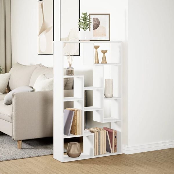 vidaXL Bookcase White Engineered wood 28.3 x 7.9 x 47.2 in Bookcase