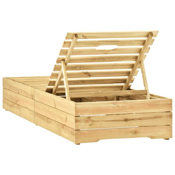 vidaXL Sun Lounger Green Pinewood 78.0 x 26.8 in Adjustable Armrests