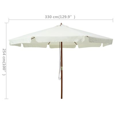 vidaXL Outdoor Parasol with Wooden Pole 129.9" Sand White