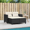 vidaXL Garden Sofa Black PE rattan, powder-coated steel, 100% polyester