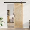 vidaXL Sliding Door Natural and Black 32.68 x 91.34 in Solid Pine Wood