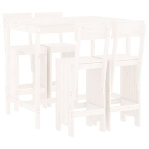 vidaXL Garden Bar Set White Solid pine wood Footrest Garden Bar Set