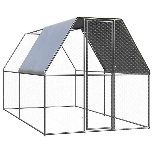 vidaXL Chicken Cage Silver and Grey Galvanized Steel Large Durable