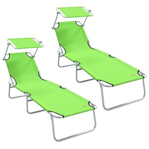 vidaXL Sun Lounger Green Powder-coated Steel Standard Foldable