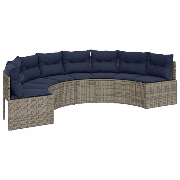 vidaXL Patio Sofa Gray, Navy Blue