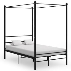 vidaXL Bed Frame Black Powder-coated metal Double Classic/Traditional