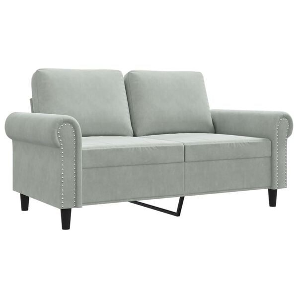 vidaXL 2-seater Sofa Light grey Velvet (100% polyester), metal, textilene