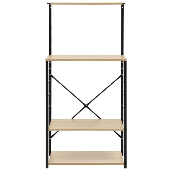 vidaXL Microwave Cabinet Black and Oak 23.6"x15.6"x48.4" Engineered Wood