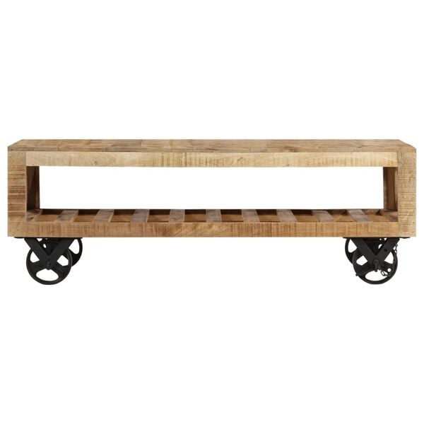 vidaXL Coffee Table with Wheels Solid Wood Mango 43.3"x19.7"x14.6"
