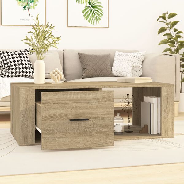 vidaXL Coffee Table Sonoma Oak Engineered Wood 39.4 x 19.9 x 13.8 in