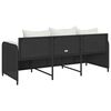 vidaXL Garden Sofa Black PE Rattan, Powder-Coated Steel 3-Seater